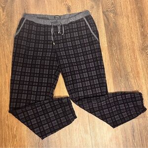 Max & Co. Women’s Navy Blue Drawstring Stretch Checked Trouser Pants Size L‎